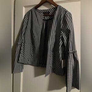 Laundry By Shelli Segal NWT blue and white check open blazer